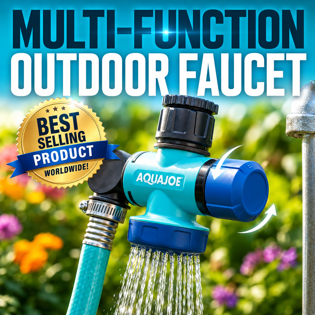 AQUAJOE 8-in-1 Outdoor Faucet